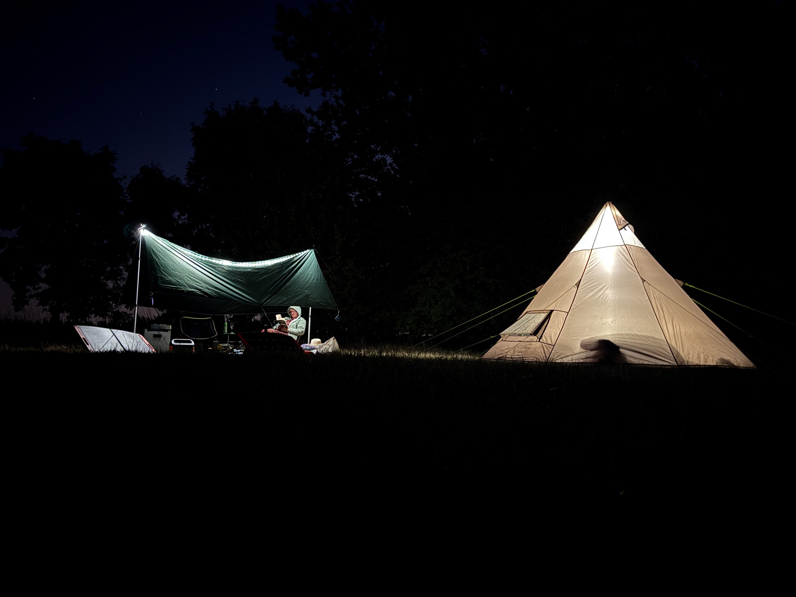 Night falls on our camp